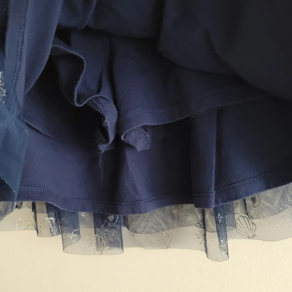 Disney Limited Edition 8 Navy Blue Tulle Sparkle Princess Pull-On Elastic Skirt‎